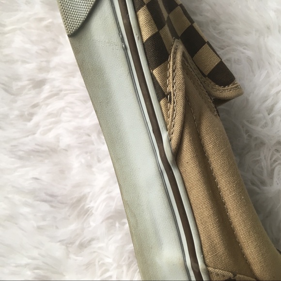 Vans Slip On Brown and Tan Checkerboard Shoes - Picture 4 of 6